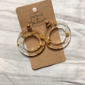 Acrylic Hoop Earrings with Gold